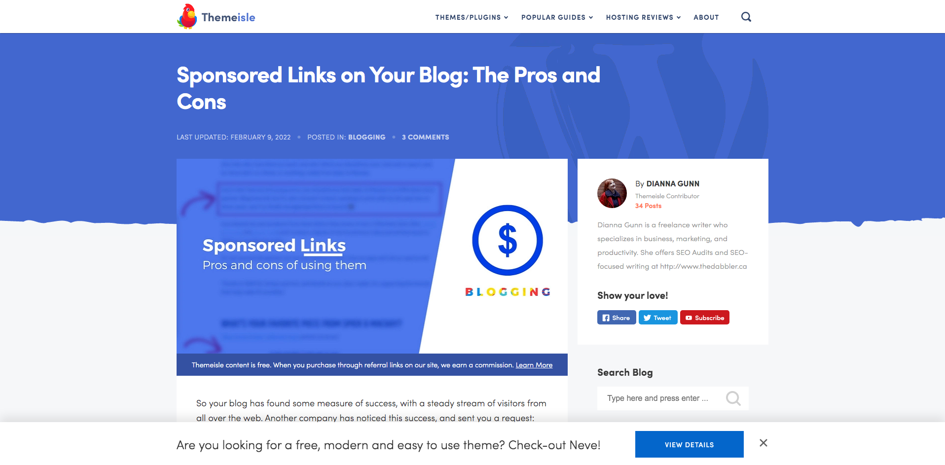sponsored links blog